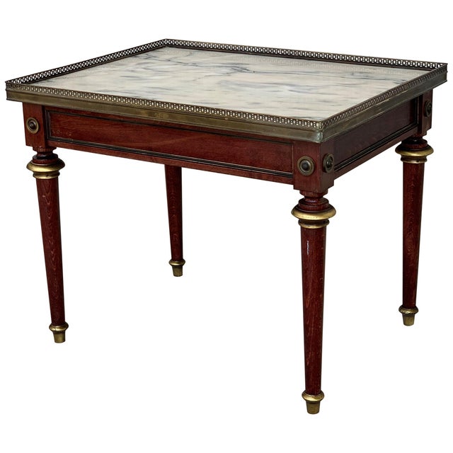 Early 20th Century Louis XV Style Mahogany and Marble-Top Coffee Table with Bronze Mounts For Sale - Image 9 of 18