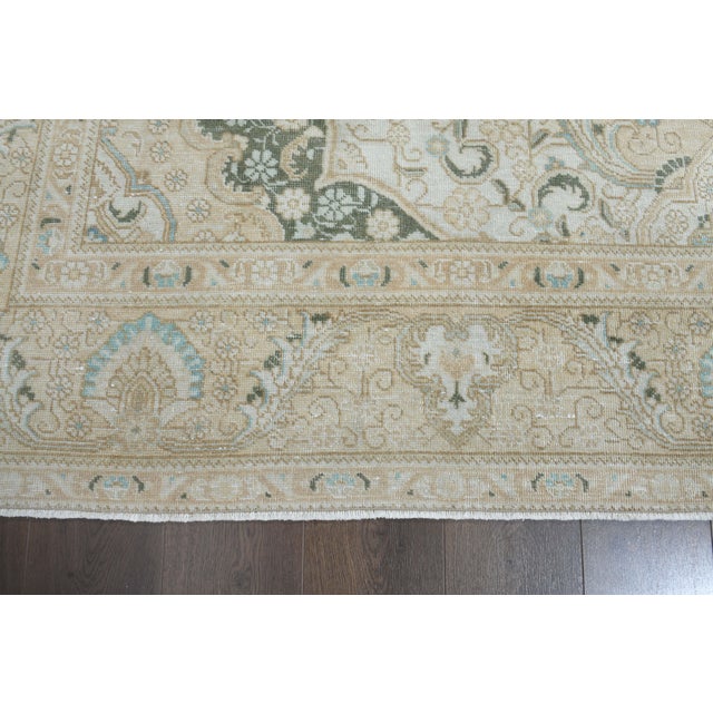 1970s Vintage Persian Handmade Wool Cotton Beige Area Rug For Sale - Image 9 of 11