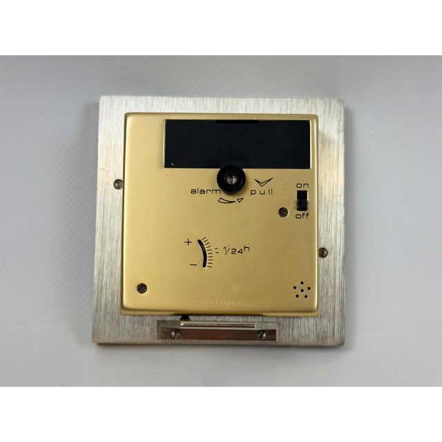 French Brutalist Steel and Brass Table Clock from Seiko, Japan, 1980s For Sale - Image 10 of 14
