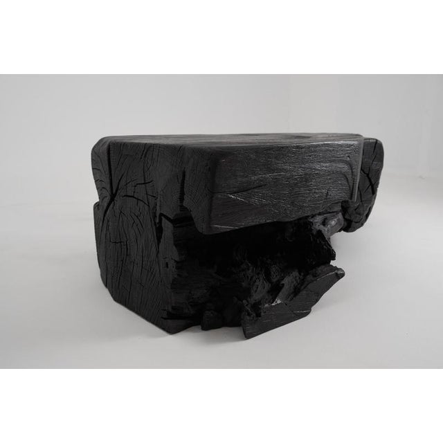Sculptural Side Table in Burnt Black Wood by Logniture For Sale - Image 14 of 18