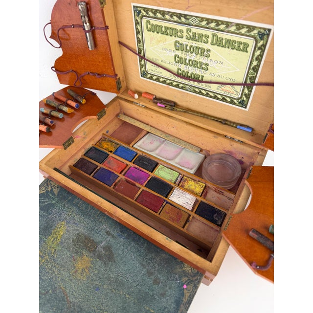 Antique Art Nouveau French Watercolor Paint Set Box from Bourgeois Aîné, 1890s For Sale - Image 8 of 18