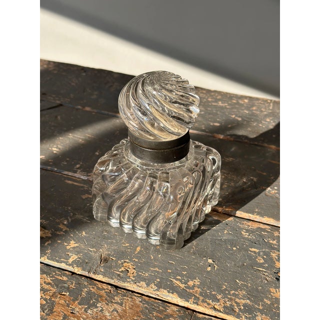Vintage Swirling Cast Glass + Metal Inkwell, Circa Late 19th - Early 20th Century For Sale - Image 11 of 13