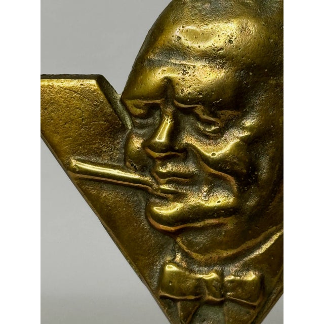 Wood British 1940s Winston Churchill v for Victory Bronze Car Mascot Sculpture For Sale - Image 7 of 10