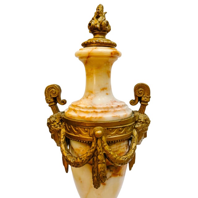 Pair of 19th Century French Louis XVI Style Marble and Gilt Bronze Cassolettes For Sale - Image 11 of 15