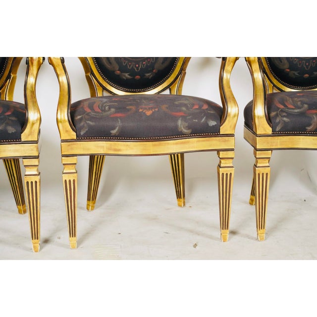 Set of Four Vintage Thomas W. Morgan Hand-Painted Neoclassical Gilt Armchairs For Sale In Los Angeles - Image 6 of 14
