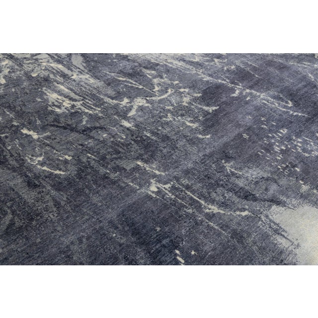 Gray Contemporary Handmade Silk Rug With Abstract Design For Sale - Image 10 of 10