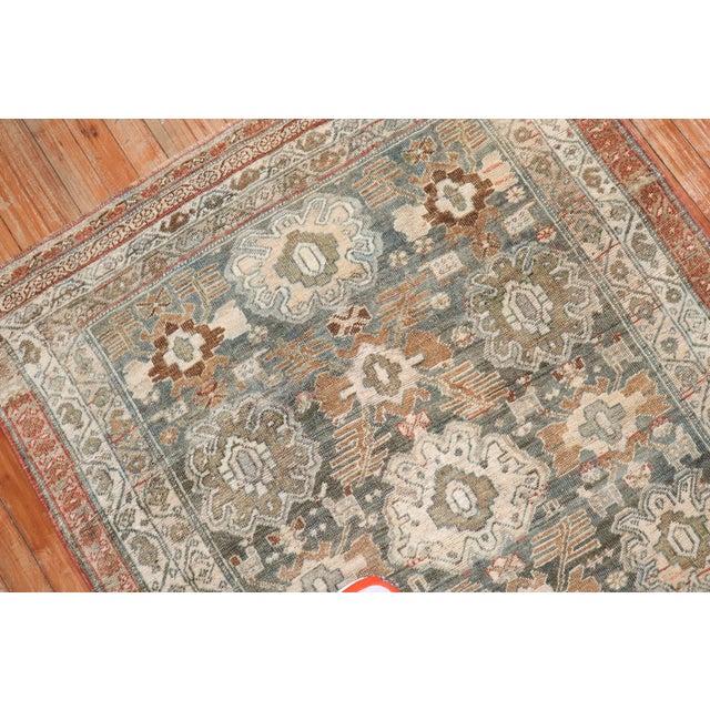 Antique Zabihi Collection Green Persian Bidjar - 3'9" x 5' For Sale - Image 9 of 11