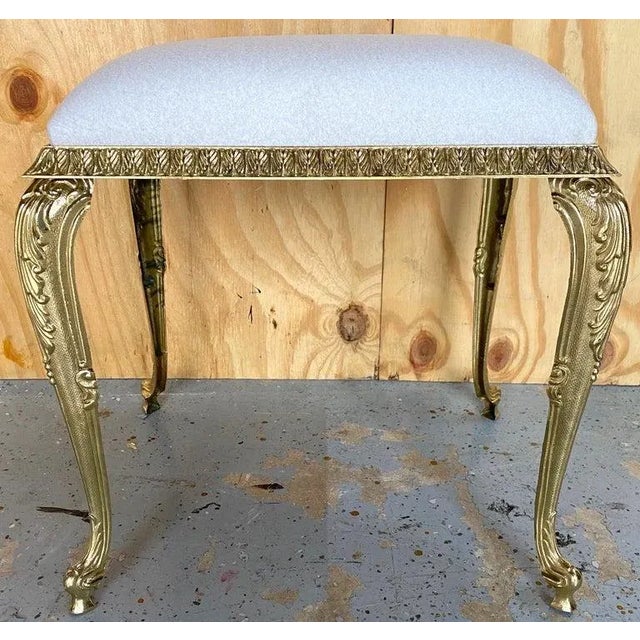 Bronze 20th Century French Neoclassical Bronze Benches /Ottomans Kravet Cashmere Upholstery - a Pair For Sale - Image 8 of 11