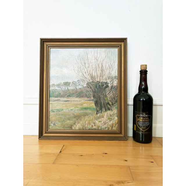 Antique Original Landscape Oil Painting, Signed Countryside Art For Sale - Image 9 of 11