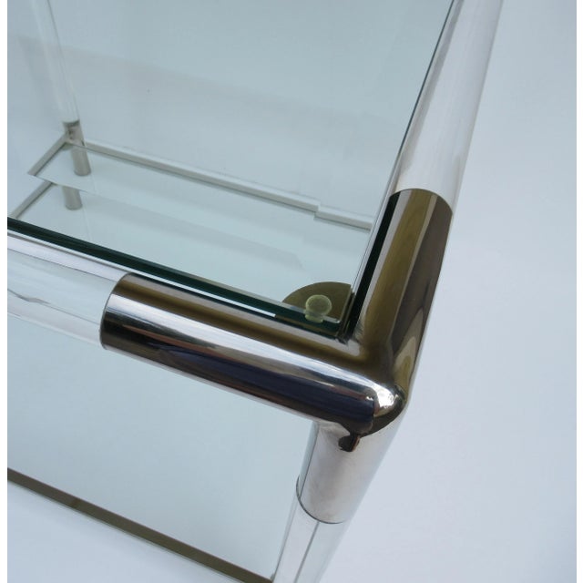 C.1970's Mid-Century Modern Charles Hollis Jones Style Tubular Lucite and Polished Nickel Side/End Table For Sale - Image 10 of 12