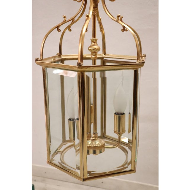 Gilt Metal and Glass Lanterns, 1990s, Set of 2 For Sale - Image 4 of 15
