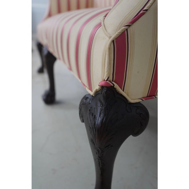 Vintage Upholstered Georgian Style Rolled Arm 6 Leg Loveseat For Sale - Image 17 of 18