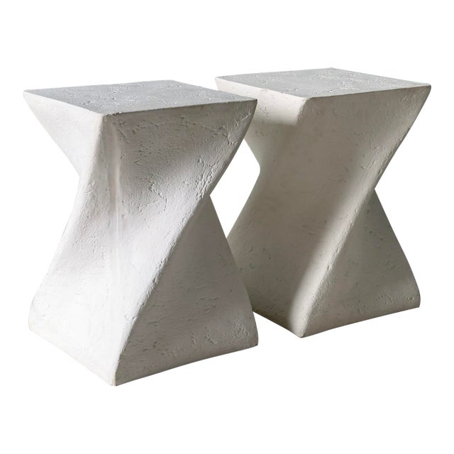 1980s Postmodern Plaster Side Tables, Set of 2 For Sale