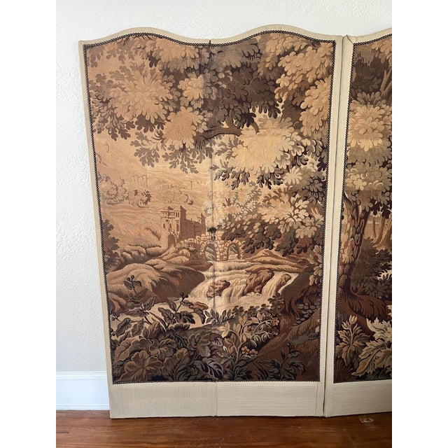 Early 20th Century Vintage Tapestry Folding Screen For Sale - Image 5 of 8
