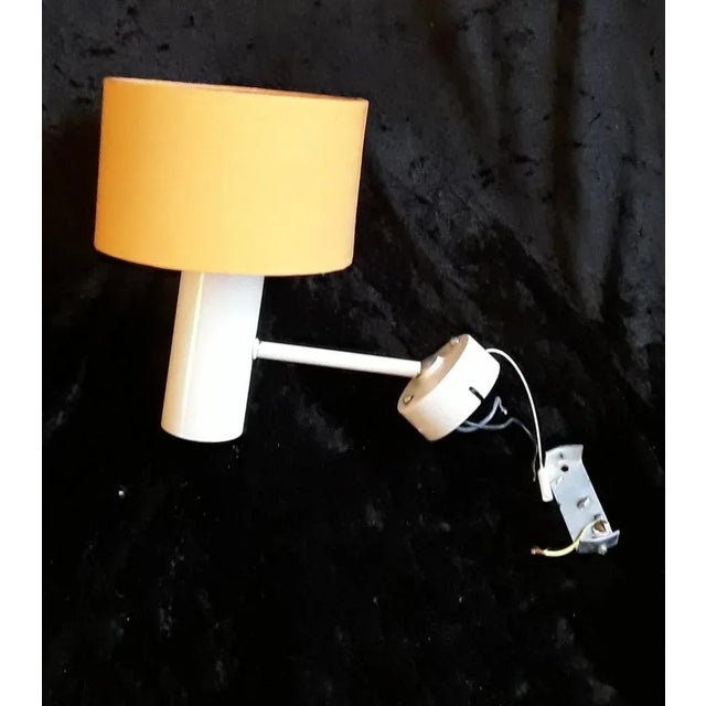 Vintage Cream Colored Metal Adjustable Wall Light with Orange Fabric Screen, 1970s For Sale - Image 3 of 4