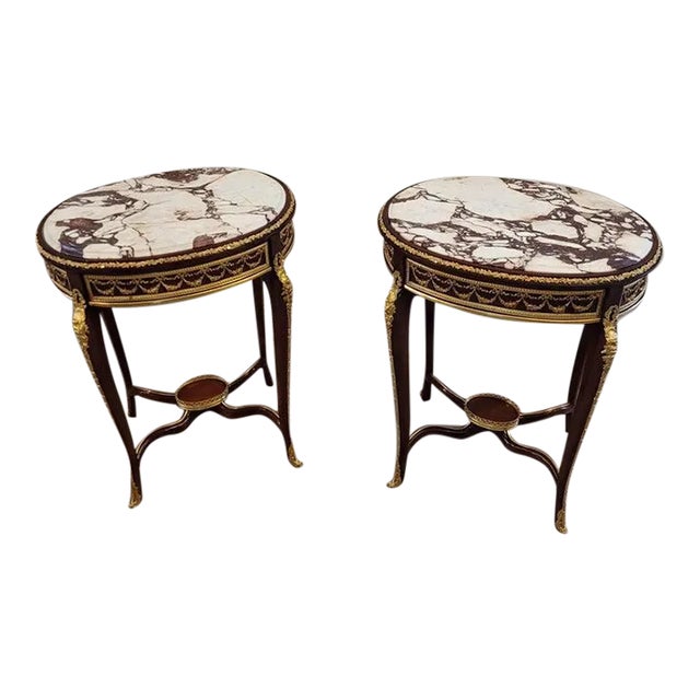 Antique French Louis XV Style Francois Linke Attrib Side Tables - a Pair For Sale