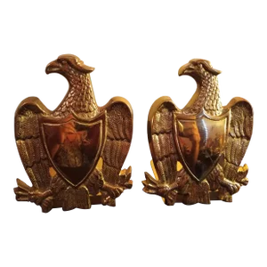 Solid Brass Eagle Figurine Bookends - Set of 2