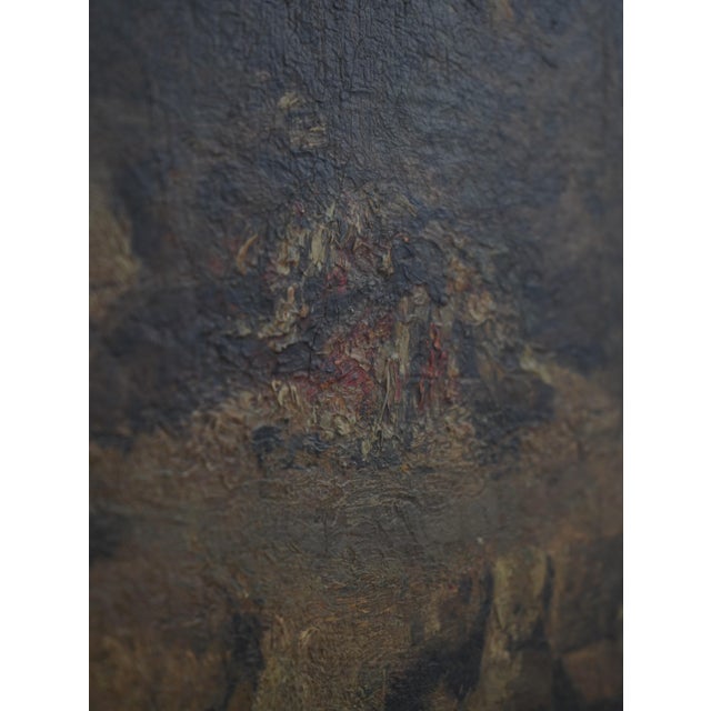 Vintage Aloysius O’kelly Oil on Canvas Painting of Man by Fireplace - Signed For Sale - Image 10 of 11