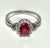This is part of Chairish’s Costume Jewelry assortment. This is a lab made ruby cocktail ring. Size 8
