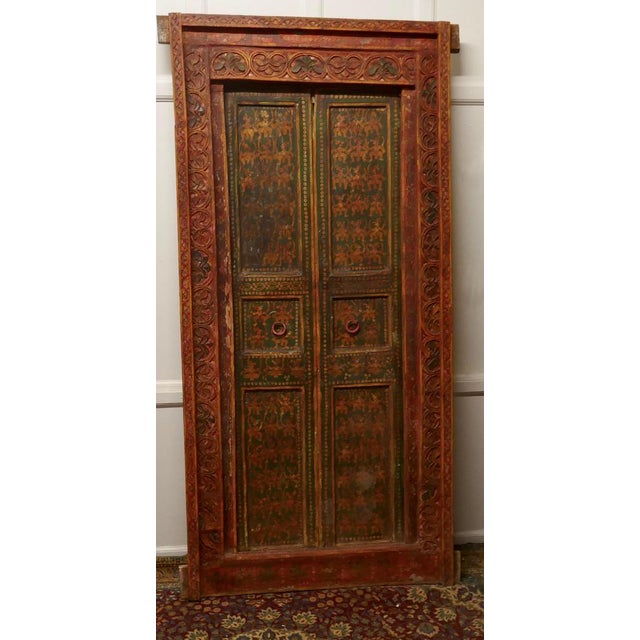 Anglo Indian Painted Doors in Original Frame, Wall Art .These beautiful wooden doors would look fabulous on a wall as...
