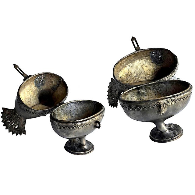 Vintage Indian Dhokra Bronze Pewter Bird Pedestal Lidded Box For Sale - Image 9 of 14