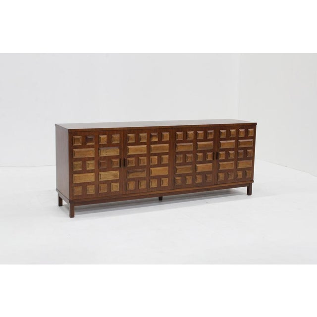 Wood Vintage Spanish Brutalist Sideboard Credenza, 1970s For Sale - Image 7 of 13