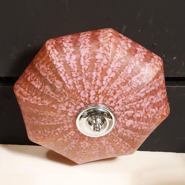 Mid-Century Murano Glass Pendant Chandelier in Sakura Pink and Muted Crimson For Sale - Image 11 of 12