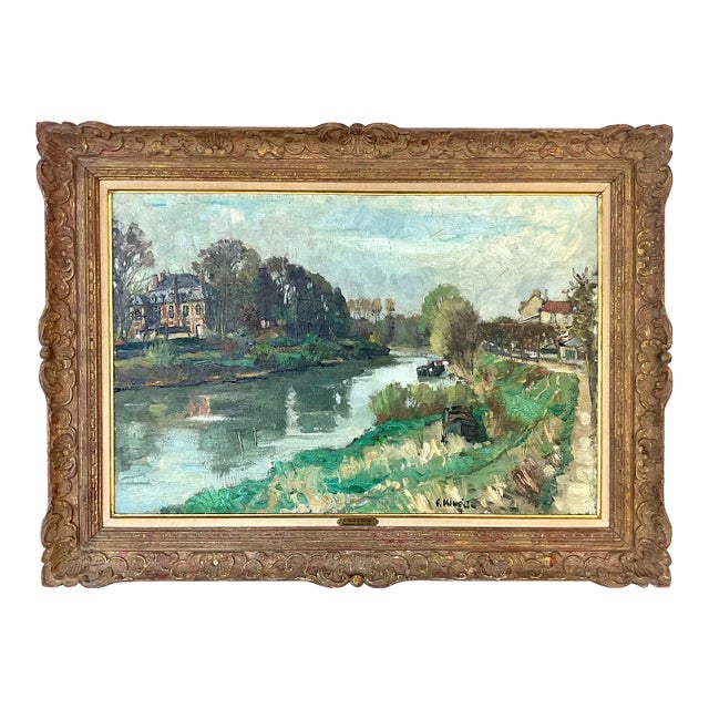 Constantin Kluge (French, 1912-2003) "La Marne À Gournay" Painting For Sale