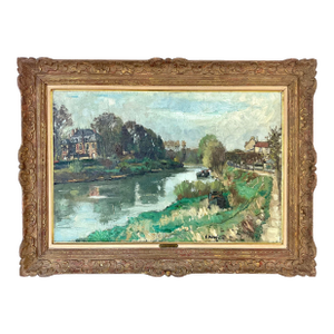 Constantin Kluge (French, 1912-2003) "La Marne À Gournay" Painting