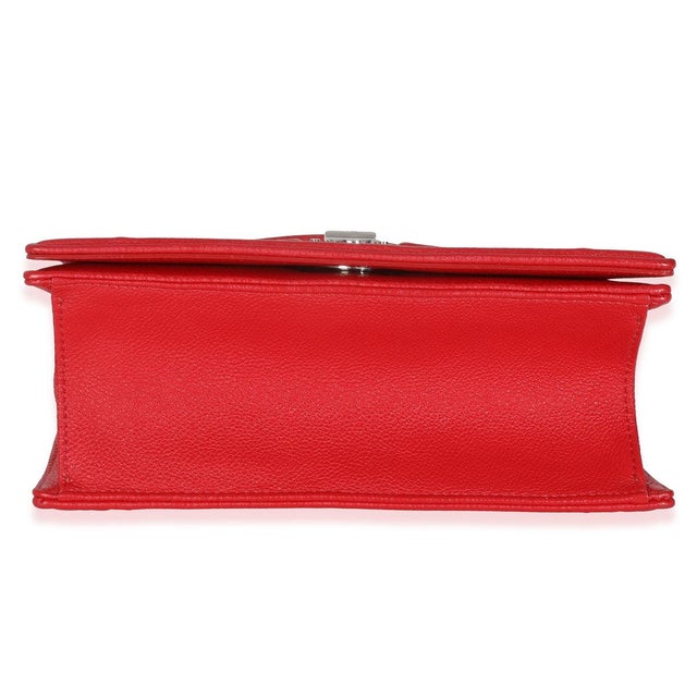 2010s Red Grained Calfskin Small Diorama Flap Bag For Sale - Image 5 of 9