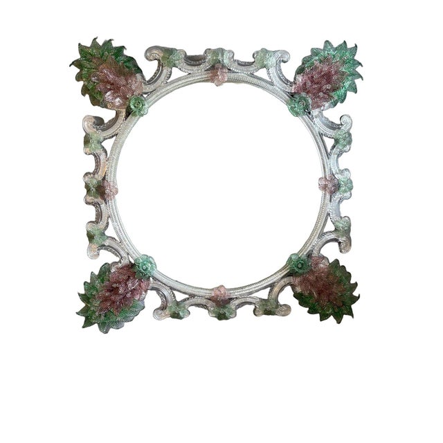 Glass Fratelli Barbini - Green Venetian Mirror For Sale - Image 7 of 7