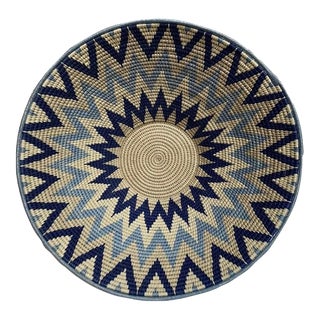 1980s Vintage Hand Woven Chevron Native American Style Tribal Basket For Sale