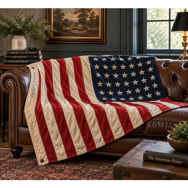 Large Vintage Valley Forge 48-Star Sewn American Flag, Red, White & Blue For Sale - Image 14 of 14
