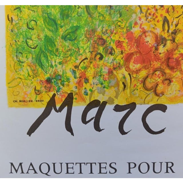 Paper Marc Chagall, Original Exhibition Poster, Models for the Monumental Work, Mourlot, 1974, Print For Sale - Image 7 of 8