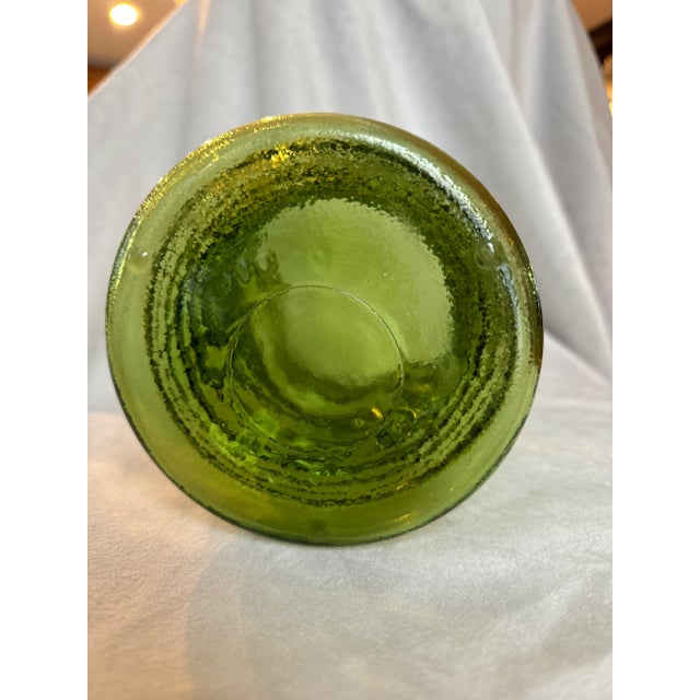 1970s Mid-Century Modern Large Green Ripple Texture Glass Vase | Chairish