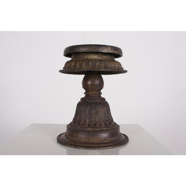 Metal 19th Century Traditional Bronze Oil Lamp, Nepal For Sale - Image 7 of 7