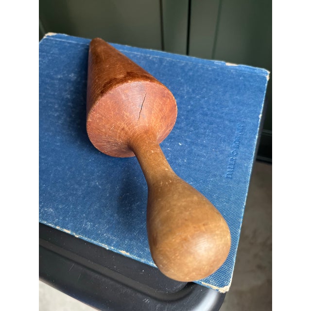Early 20th Century Antique Large Handcrafted Wood Cone Pestle For Sale - Image 5 of 5