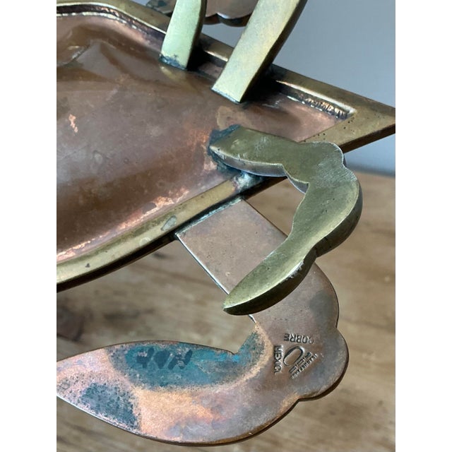 Mid-Century Modern Vintage Brass Crab Bowl With Mother of Pearl Inlay For Sale - Image 3 of 12