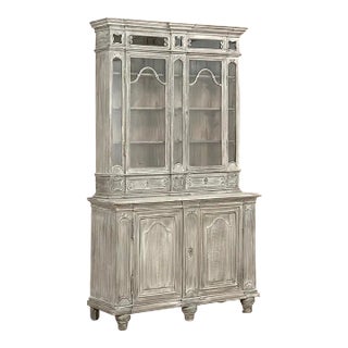 Antique Liegoise Neoclassical Whitewashed Bookcase ~ Display Cabinet For Sale