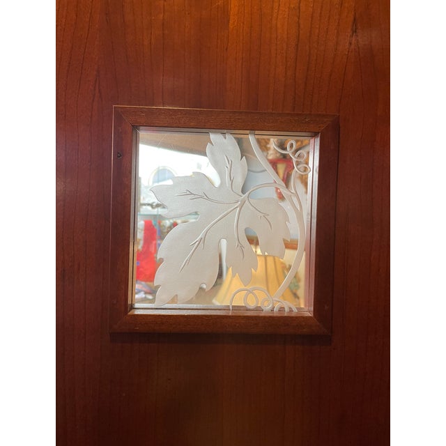 Vintage Art Deco Style Mahogany Etched Glass Three Panel Room Divider Screen For Sale - Image 4 of 13