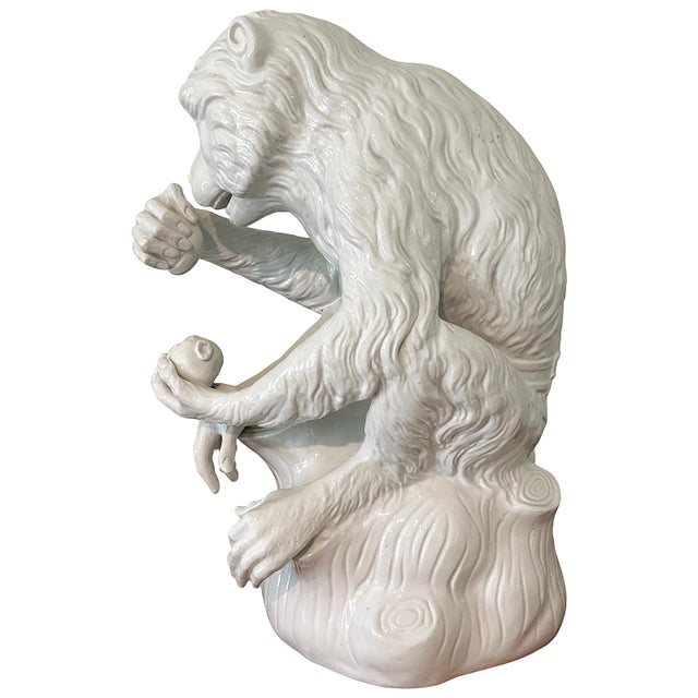 Vintage Blanc De Chin Ceramic Monkey in the Style of Meissen For Sale In Los Angeles - Image 6 of 9