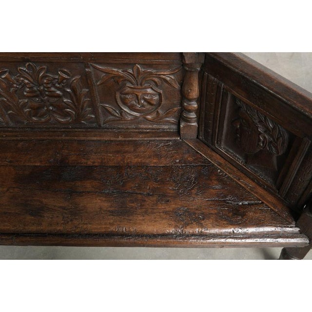 Wood 18th Century Italian Hall Bench with Wood Carvings For Sale - Image 7 of 14