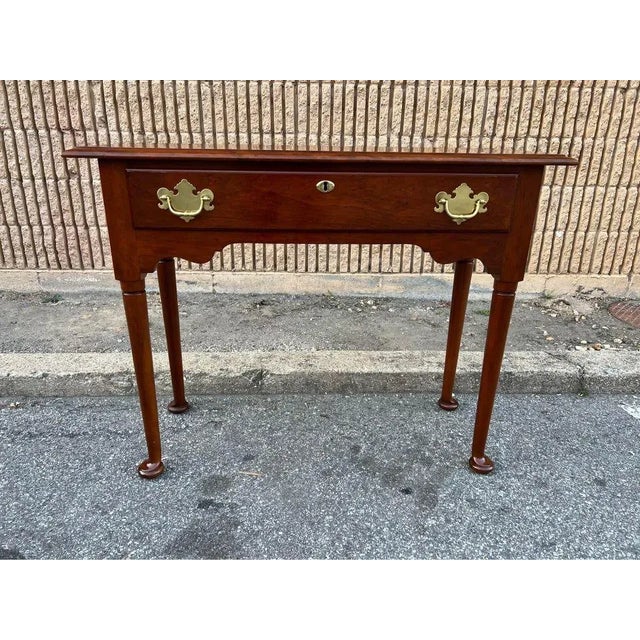 Brown Mid 20th Century Statton Furniture Queen Anna Style Solid Cherry Console Table For Sale - Image 8 of 12