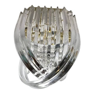 1970s Vintage Hollywood Regency Brass Gold Lucite Ribbon Loop Chandelier Carlo Nason Style For Sale
