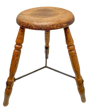 Rustic Elm Wood and Iron Cottage Farmer Stool, 1920s