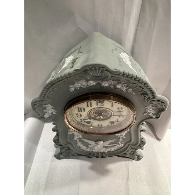 Antique “Cameo No 8351” Wedgewood Porcelain Clock by Gilbert For Sale In Los Angeles - Image 6 of 9