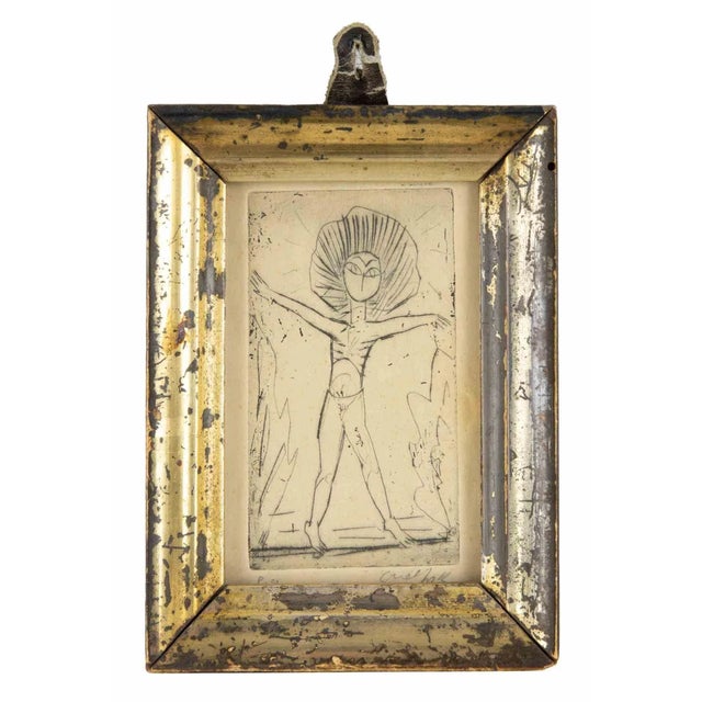 Guelfo Bianchini, The Saint, Original Etching on Paper, 1960s For Sale