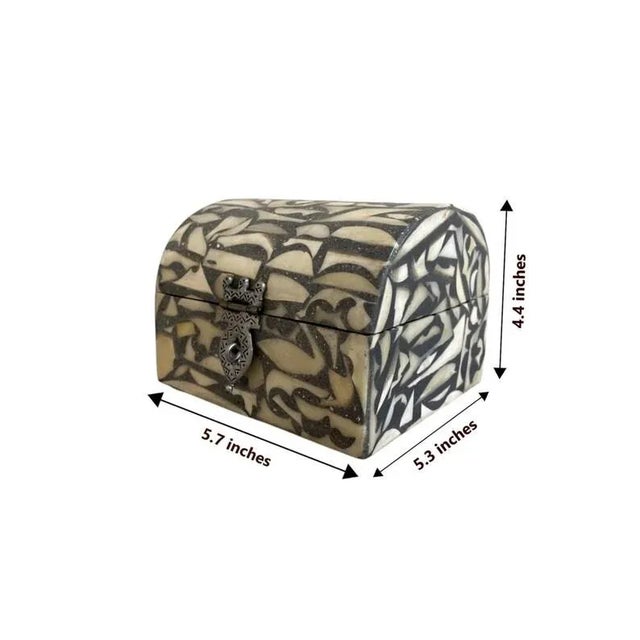 Arts & Crafts Handmade Wooden Box With Metal and Resin–Unique Decorative Storage Chest for Jewelry & Keepsakes For Sale - Image 3 of 7