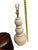 1970s 1970s Postmodern Matte Off-White Sculptural Ceramic Table Lamp With Black Striped & Gold Foil Shade For Sale - Image 5 of 9