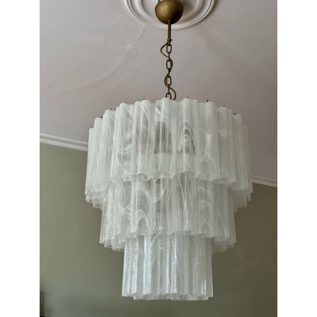 Large Bold Eclectic White Murano Chandeliers, Set of 2 For Sale - Image 4 of 13